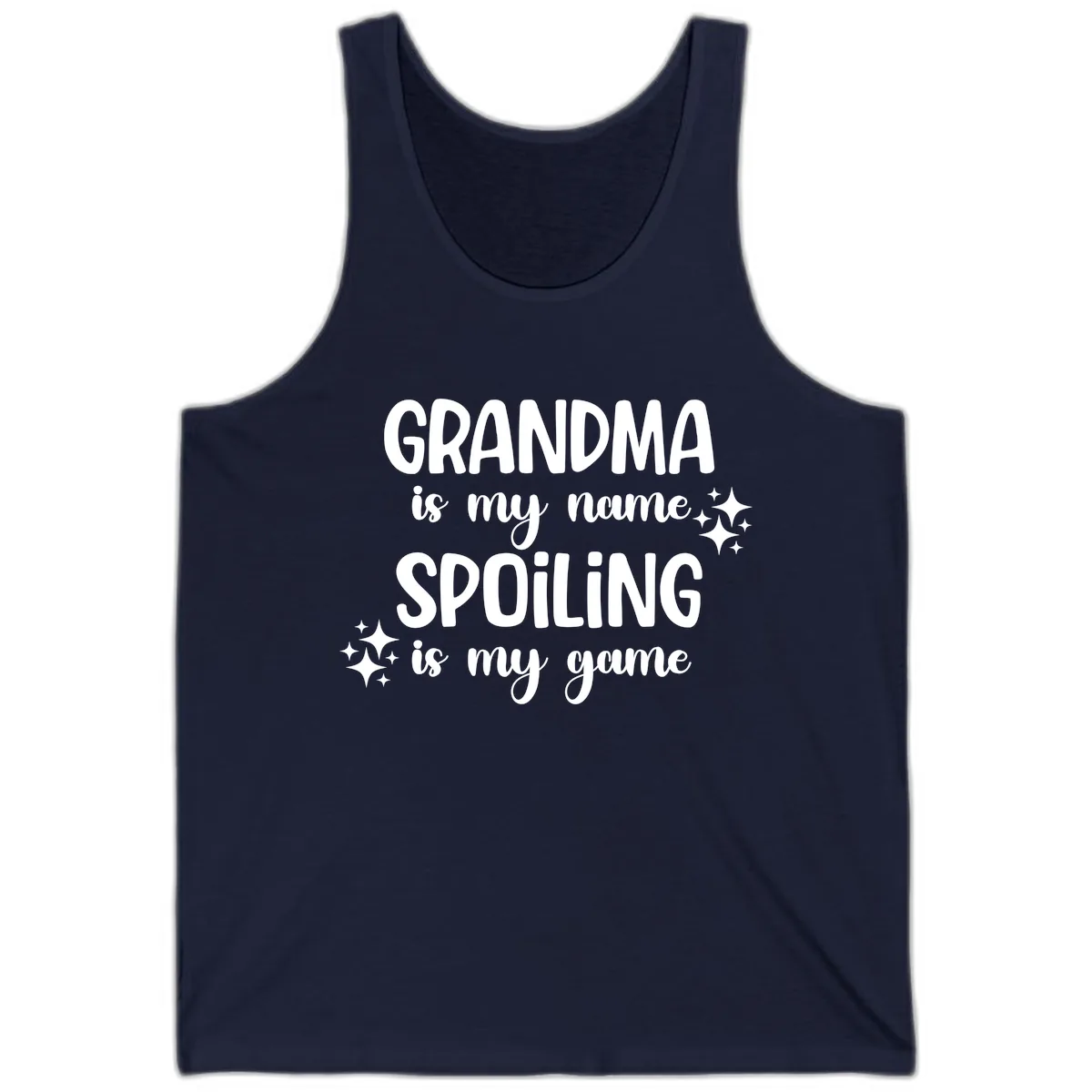Grandma Is My Name Spoiling Is My Game Tank in Navy